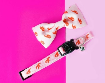 Lobster Love Cat Collar con papillon / Rosa e Rosso