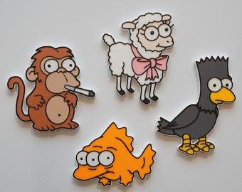 Animal de dibujos animados estilizado de los 90 - Imanes grandes - Impresión 3D de alta calidad