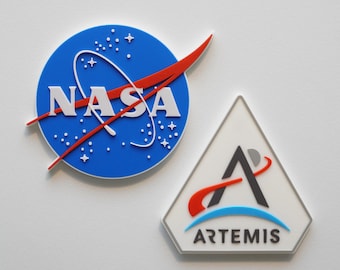 Logotipos de la NASA y del programa Artemis - Imanes grandes - Impresión 3D de alta calidad