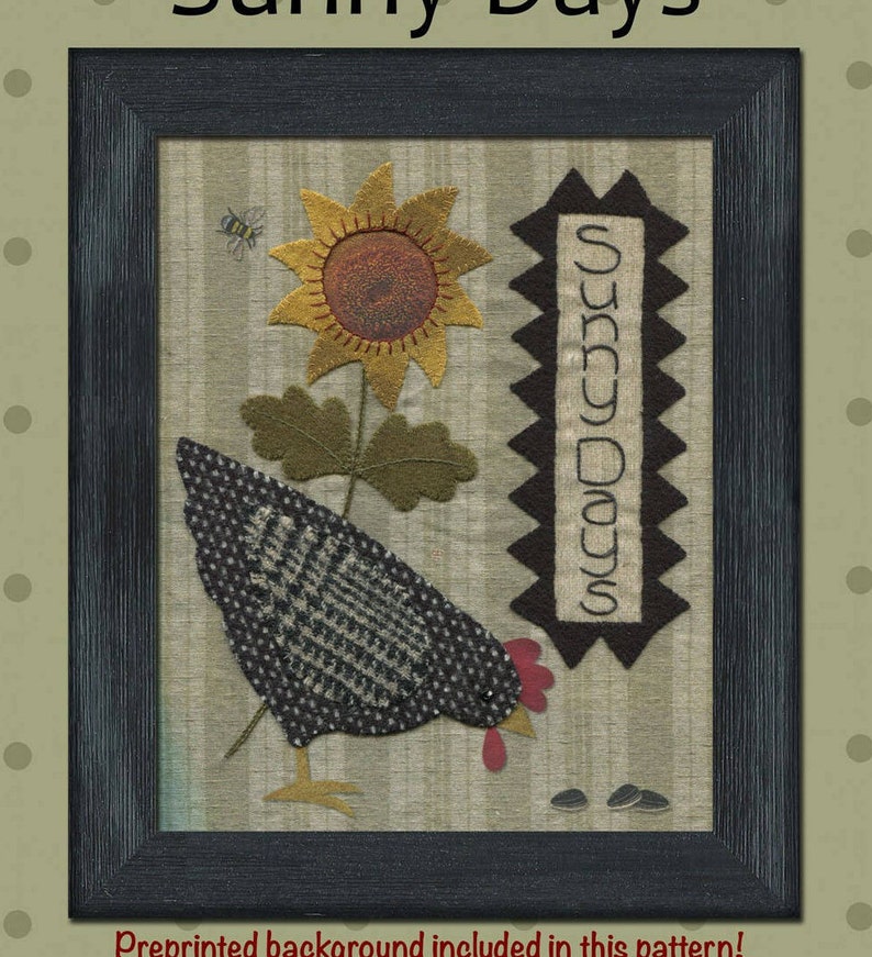 Applique Wall Hanging #1728 Sunny Days Pattern with Pre-Printed Background By Bonnie Sullivan for All Through The Night