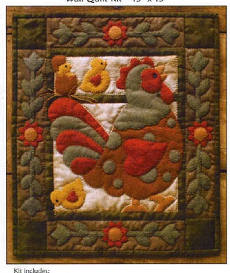 Rachel/'s of Greenfield Complete Kit Applique Sale Spotty Rooster Wall Quilt Kit
