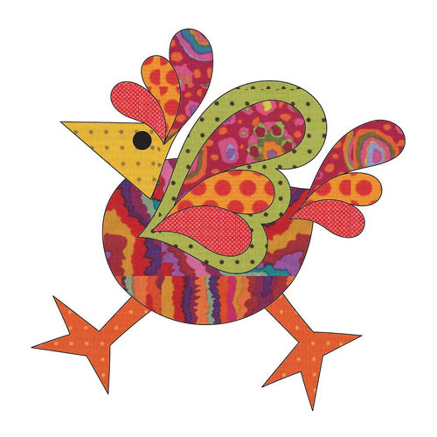 Applique Elementz Funky Chicken Color 4 Red Dotz Etsy