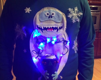 Ugly Christmas Sweater with lights and beer holder, ugly christmas sweater check out the female sweater too for a matching couple