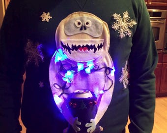 Ugly Christmas Sweater with lights and beer holder, ugly christmas sweater check out the female sweater too for a matching couple