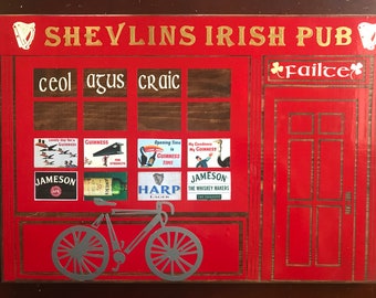 Irish pub personalized, man cave, pub sign, family bar sign with beautiful gold writing. A unique original gift you won't find anywhere else