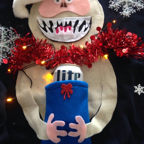 Ugly Christmas Sweater Ladies With Beer Holder and Lighted Etsy