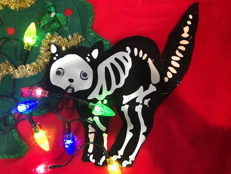 Ugly Christmas Sweater Front and Back Lighted Cat Chewing on Etsy