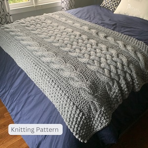 KNITTING PATTERN - Chunky Cable Knit Throw Pattern