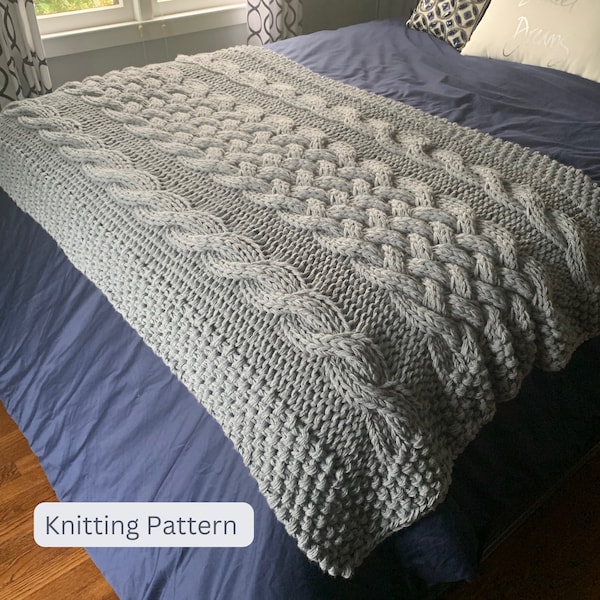 KNITTING PATTERN - Chunky Cable Knit Throw Pattern
