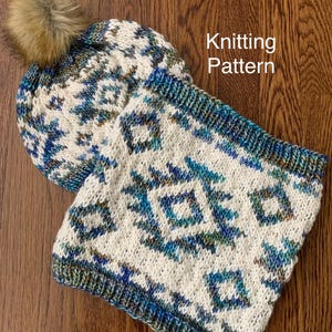 KNITTING PATTERN BUNDLE - Navajo Knit Hat and Cowl Pattern Bundle