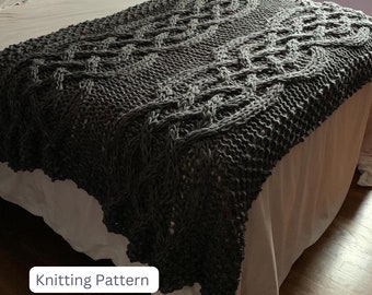 KNITTING PATTERN - Celtic Chunky Cable Knit Throw Pattern