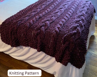 KNITTING PATTERN - Chunky Braided Cable Knit Throw Pattern