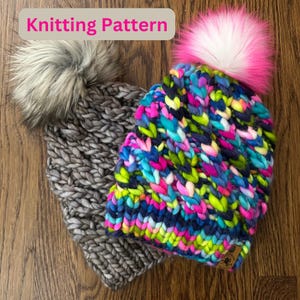 PATRÓN DE TEJIDO - Patrón de gorro de espiral torcido, diseño de gorro de punto para adultos, diseño de gorro de punto con hilo súper voluminoso, instrucciones para tejer un gorro