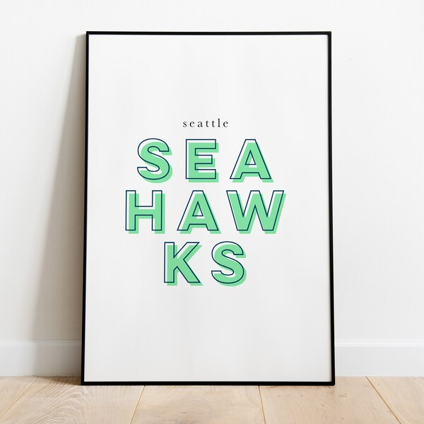 Seattle Seahawks Football Poster, NFL Digital Print, Professional Football Team Print, Washington Seahawks Art (*multiple sizes available)