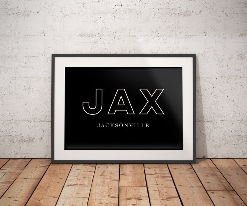 JAX Digital Print Jacksonville FL Poster Airport Code Print Etsy