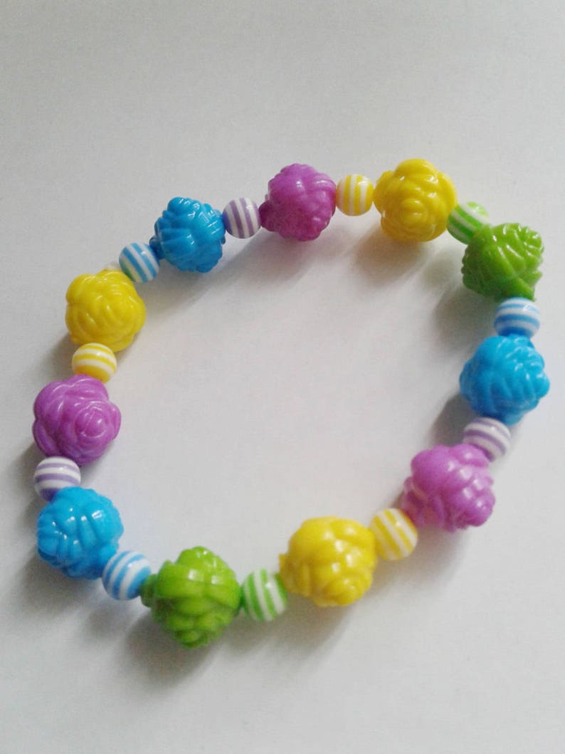 Colorful Rose Beaded Bracelet Spring Bracelet Flower Etsy