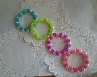 Children's colorful butterfly beaded bracelets, Girls' butterfly bracelet, Butterfly beaded bracelets