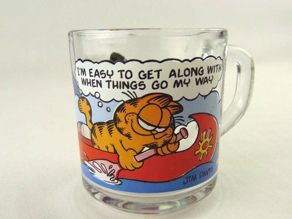 SET of 2 VINTAGE McDONALD/'S GARFIELD ODIE collectible GLASS MUGS CUPS JIM DAVIS
