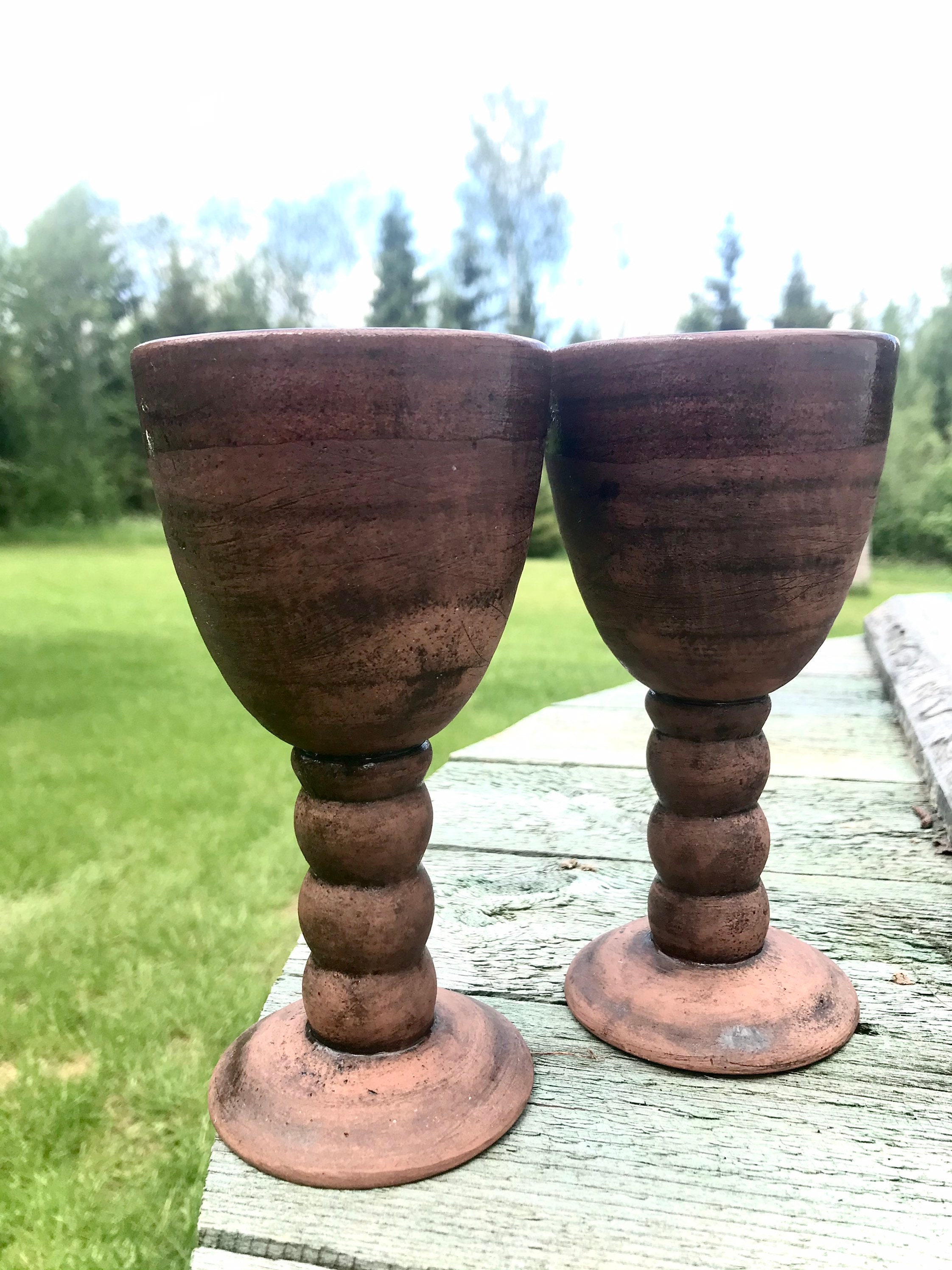 Stoneware Wine Goblets Pottery Goblets Vintage Handmade Wine Etsy