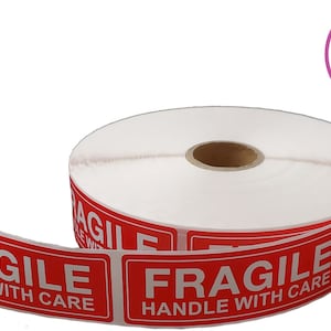 Fragile Handle With Care Shipping Sticker, 1x3, 1000 Per Roll image 1