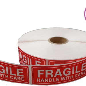 Fragile Handle With Care Shipping Sticker, 1x3, 1000 Per Roll image 1