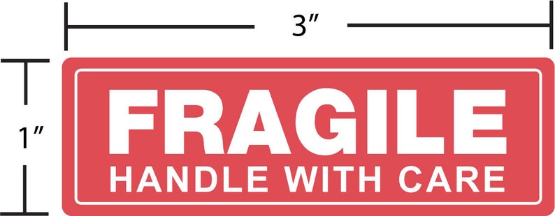 Fragile Handle With Care Shipping Sticker, 1x3, 1000 Per Roll image 3