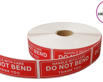 Do Not Bend Shipping Sticker, 1"x3", 1000 Per Roll