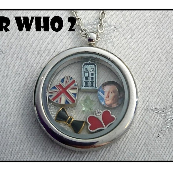 Dr Who Charm Locket Necklace (Smith/Tennant/Rose/Tardis/Time Lord/Bow Tie/Sonic Screwdriver/Converse/Gifts for Her)