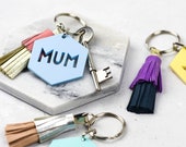 Mum Keyring - Keychain Gift for Mum - Mother Small Gift Idea - Handmade Leather Tassel