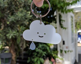 Keyring - Cloud and Raindrop - Small Gift Idea - Cute Keychain Accessory