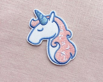 Pink Unicorn Embroidered Patch - Iron On Patch - Patches for Denim Jacket