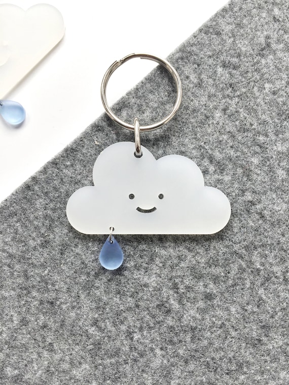 Keyring Cloud and Raindrop Small Gift Idea Cute Keychain Accessory