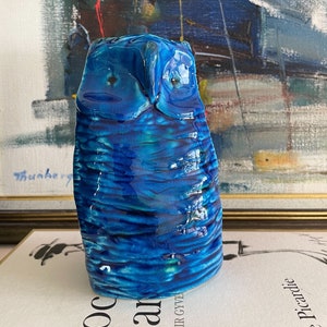 Bitossi Pottery Rimini Blu Aldo Londi Italian Blue Glazed Ceramic Owl
