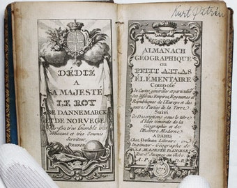 Antique 1771 Louis Charles DESNOS Geographical Almanac, Pocket Atlas, Maps, Book