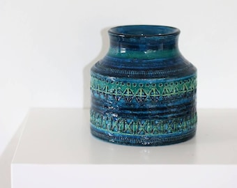 Vintage Pottery Bitossi, Rimini Blu, Aldo Londi, Italian Studio, Blue Ceramics Vase