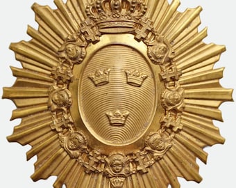 Swedish Military Artillery Shako Plate, Cap Cockade, Hat Badge M/1880