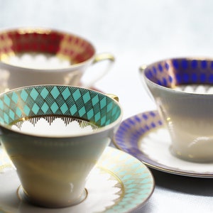 Set of 3 Vintage German J. Seltmann Porcelain Bone China Cup and Saucer