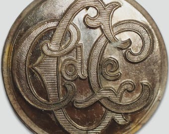 Antique Silver Plated Livery Button with Ornate “CCC de” Monog, 26mm, Barcelona