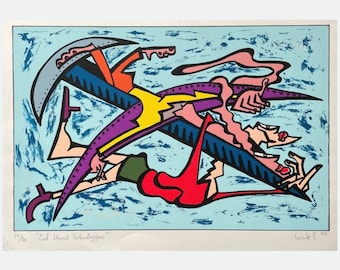 Frédéric Iriarte “Sky Element Technology” Lithography 1992 Signed