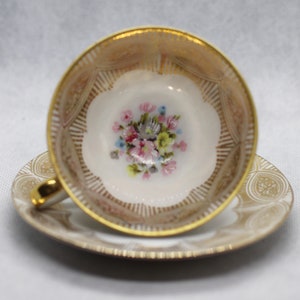 Antique Hand painted German Gareis, Kuhnl & Co Bavaria Porcelain Bone China Cup and Saucer 1900-1945