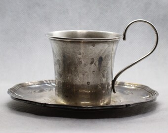 Antique Silver plated Cup with Saucer