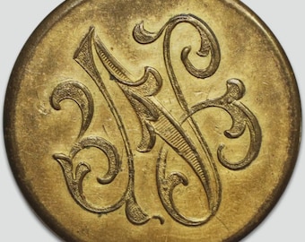 Antique Gilded Livery Button with Ornate “N” Monogram