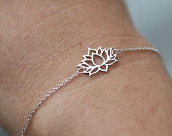 Sterling Silver Lotus Flower Hand or Anklet Bracelet