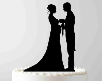 Pregnant bride Topper, Wedding cake topper, Silhouette groom and bride, acrylic cake topper, Family Cake Topper