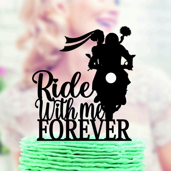 Ride with me Forever, Motorcycle Couple Wedding Cake Topper, Groom on Motorcycle Topper, Motorbike Cake Topper, Street Glide Motorcycle