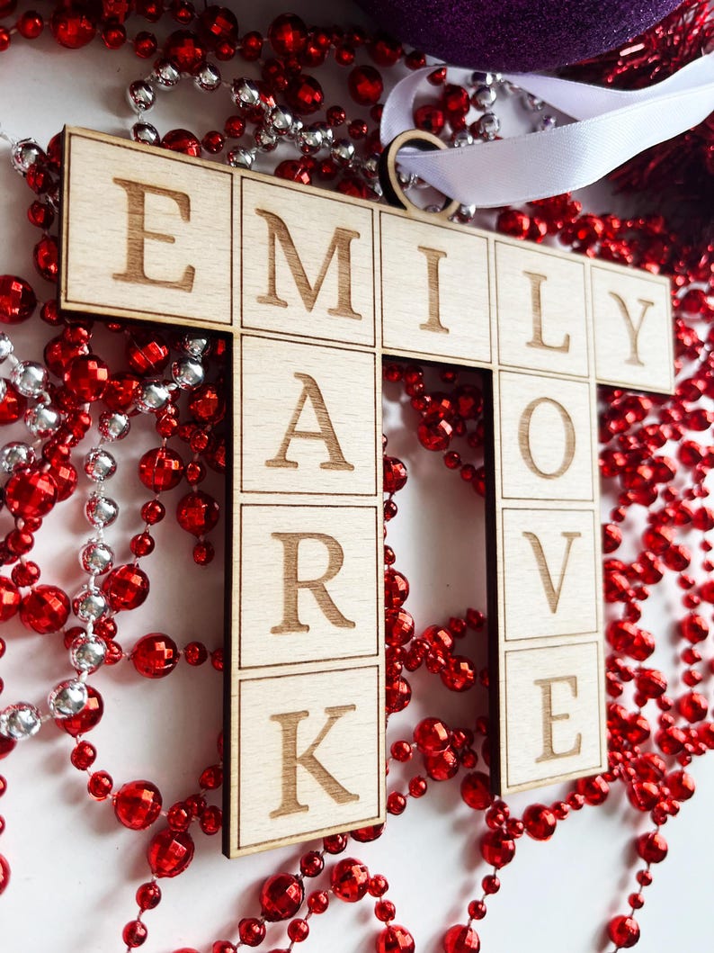 Scrabble Personalized Christmas Ornaments, Personalized Ornament