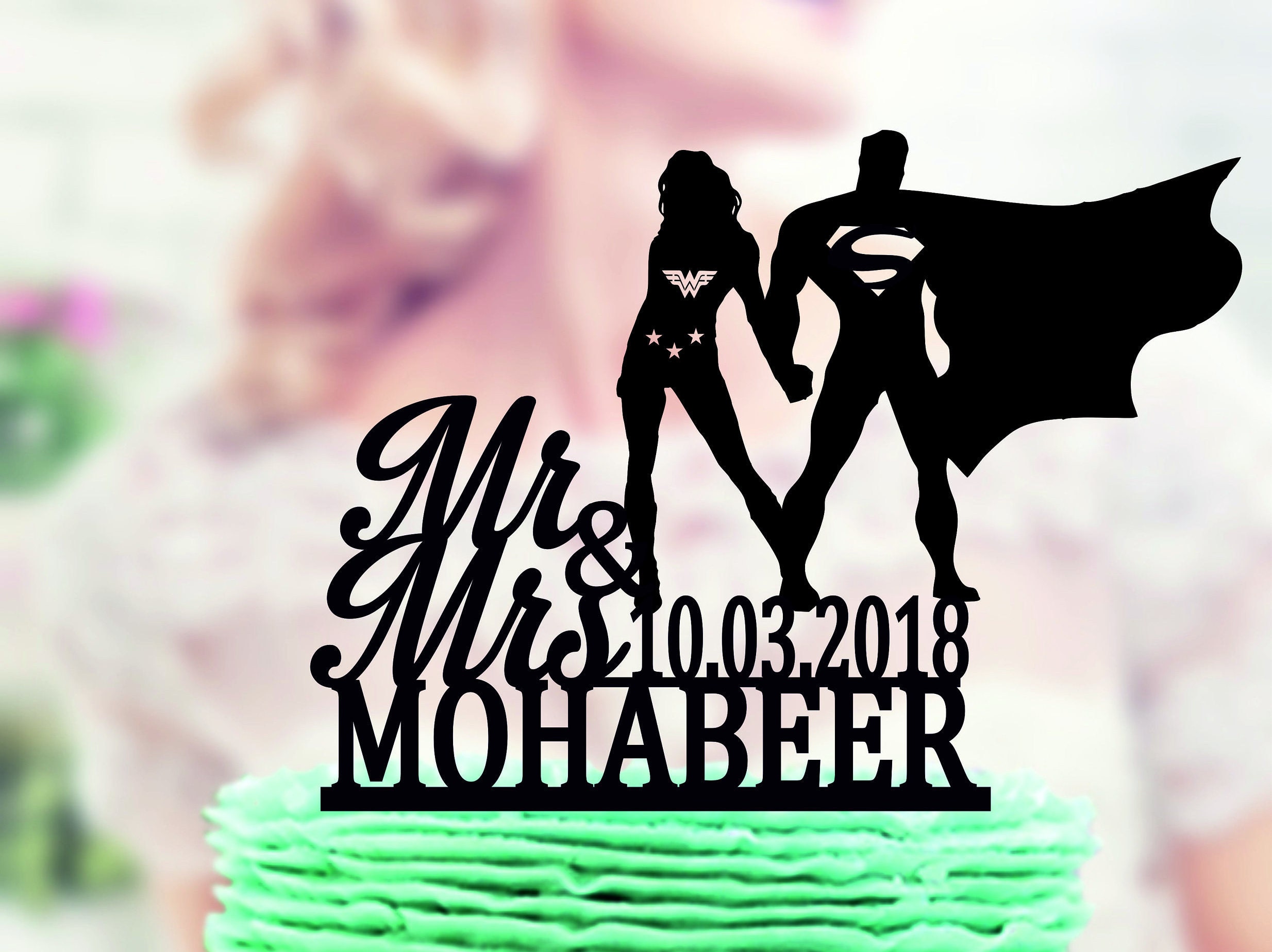 Superman Et Wonder Woman Cake Topper Topper Mariage Avec Etsy