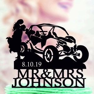 Can-Am Maverick wedding cake topper, 4 wheeler cake topper, Can-Am Riders Wedding Cake Topper, Mr & Mrs Topper, Last Name