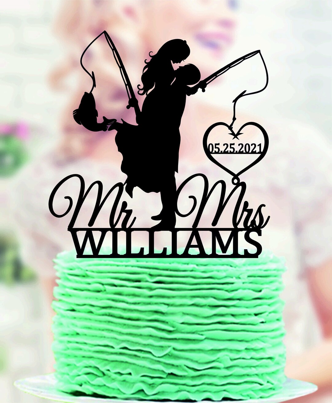 Fishing Wedding Cake Topper Bride and Groom With Fishing Rod Etsy — free download
