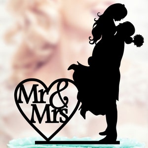 Custom Silhouette Wedding Cake Topper: Acrylic Bride and Groom